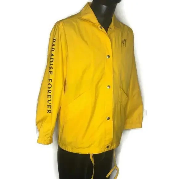 Urban Outfitter BDG Ott Street Palm Tree Coach Jacket Yellow Paradise Forever S - Picture 4 of 9